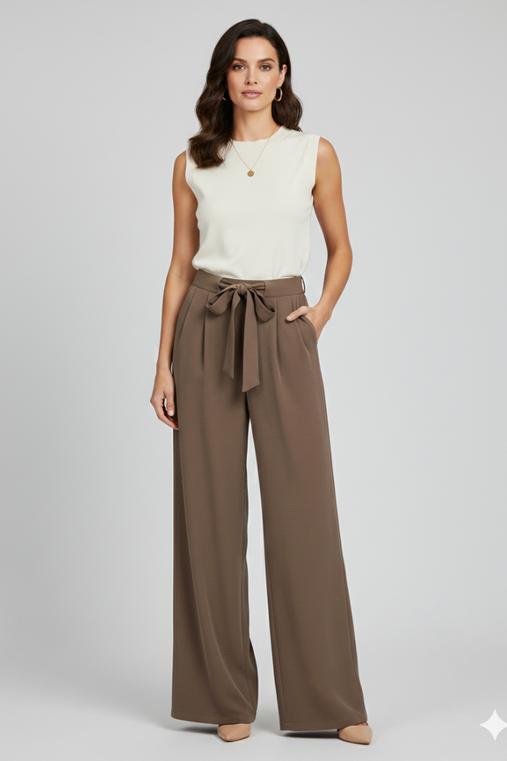 Women's Wide Leg Palazzo Trousers with Adjustable Drawstring Waist for Summer 0