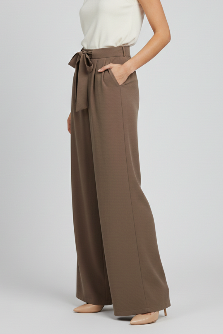 Women's Wide Leg Palazzo Trousers with Adjustable Drawstring Waist for Summer 2