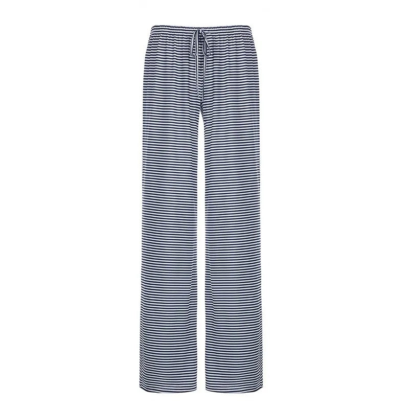Women's Wide Leg Trousers - Relaxed Fit Striped Trousers for Spring and Summer Casual Wear 3