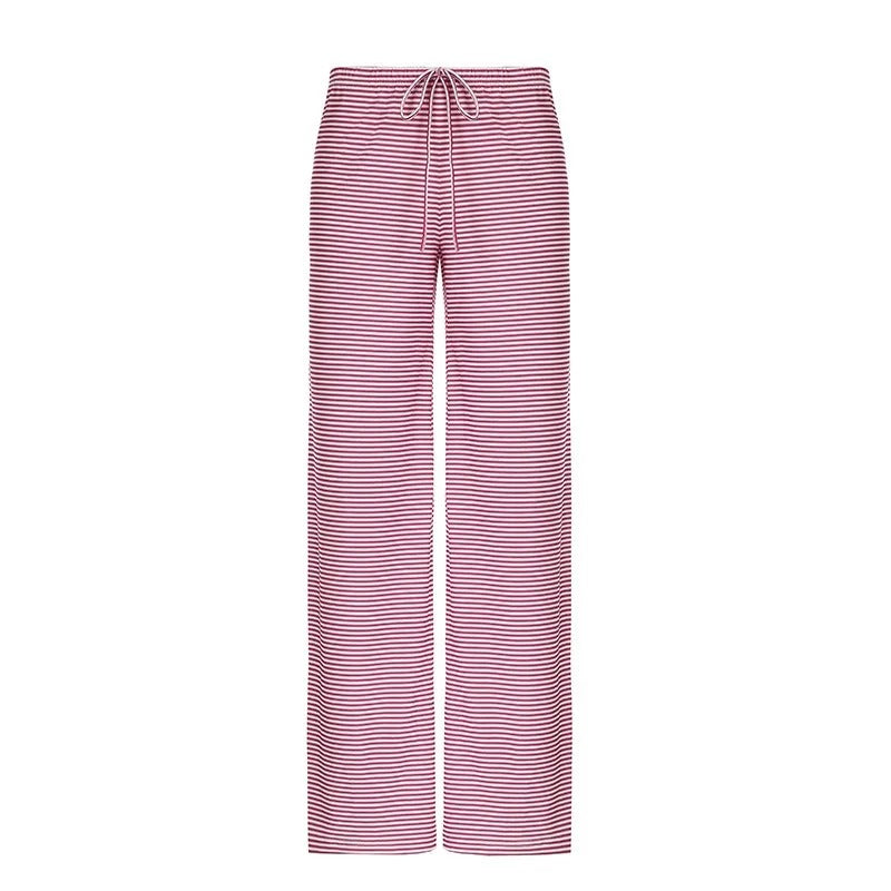 Women's Wide Leg Trousers - Relaxed Fit Striped Trousers for Spring and Summer Casual Wear 4