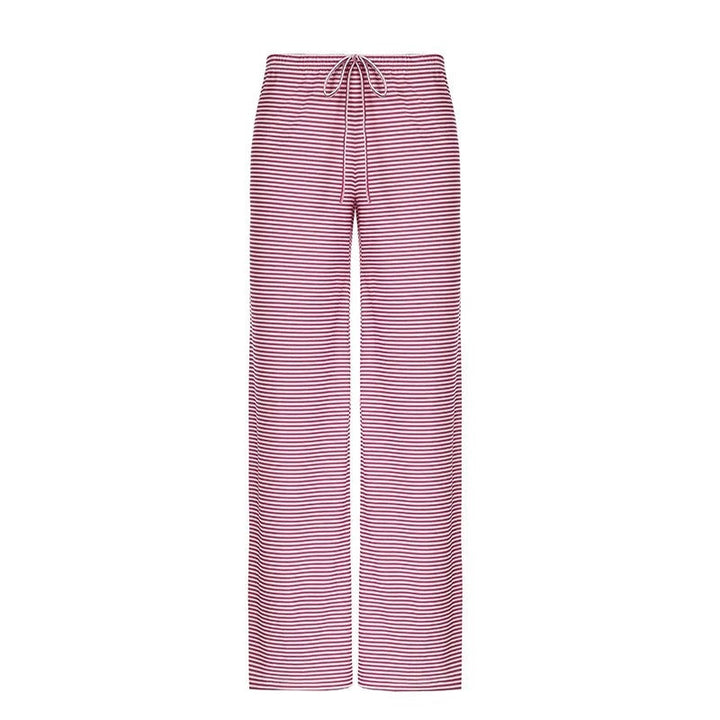 Women's Wide Leg Trousers - Relaxed Fit Striped Trousers for Spring and Summer Casual Wear 4