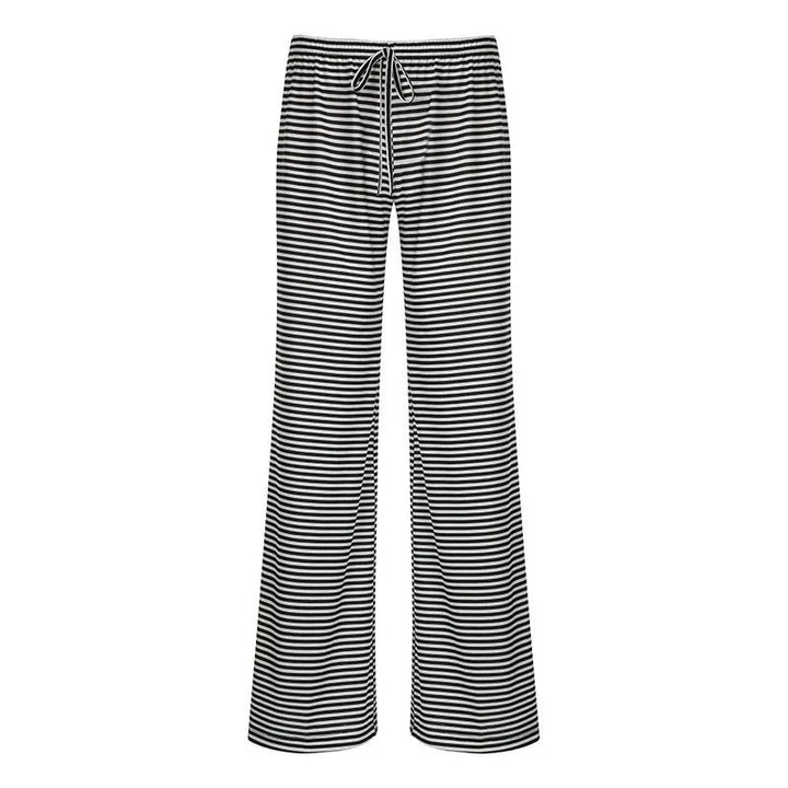 Women's Wide Leg Trousers - Relaxed Fit Striped Trousers for Spring and Summer Casual Wear 7