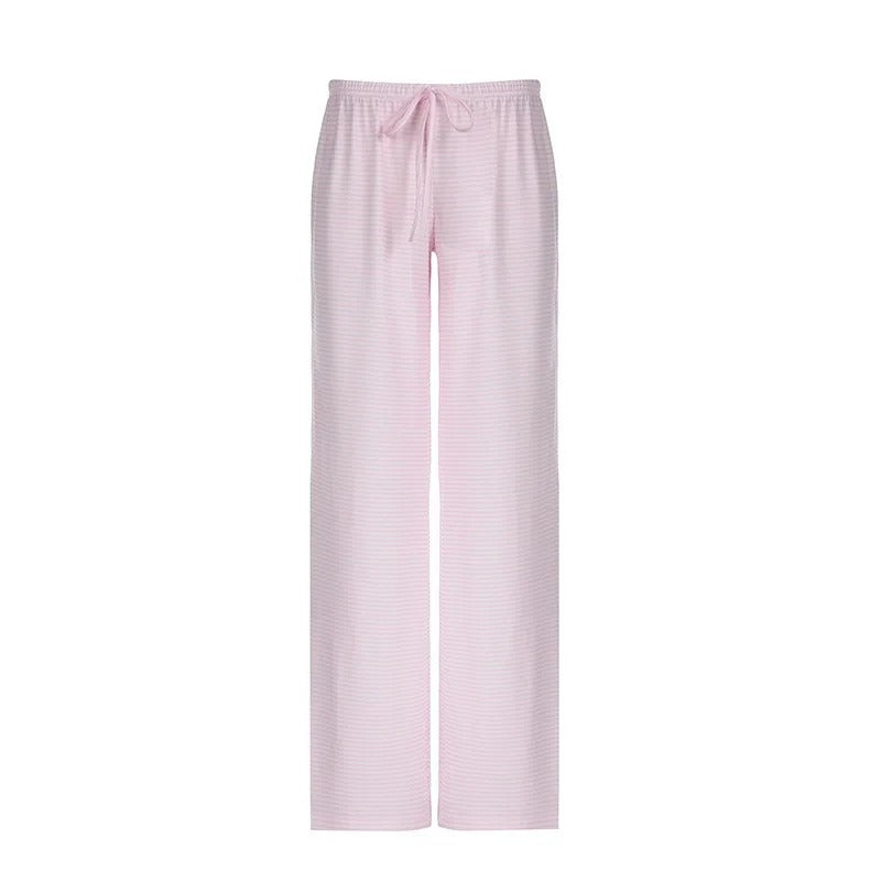 Women's Wide Leg Trousers - Relaxed Fit Striped Trousers for Spring and Summer Casual Wear 9