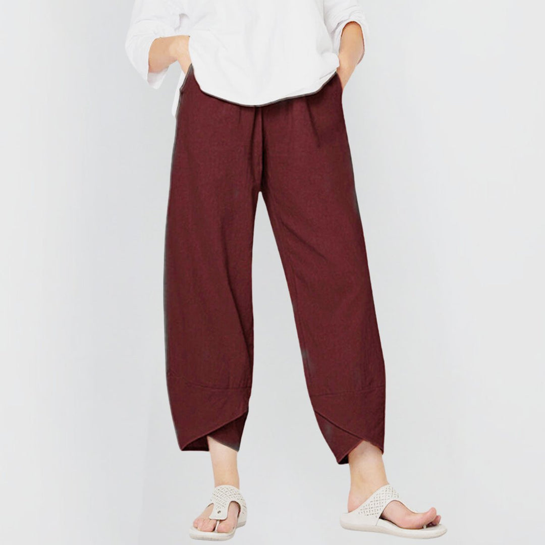 Women's Wide Leg Trousers, Palazzo Pants with Elastic Waistband and Asymmetrical Hem for Effortless Style 0