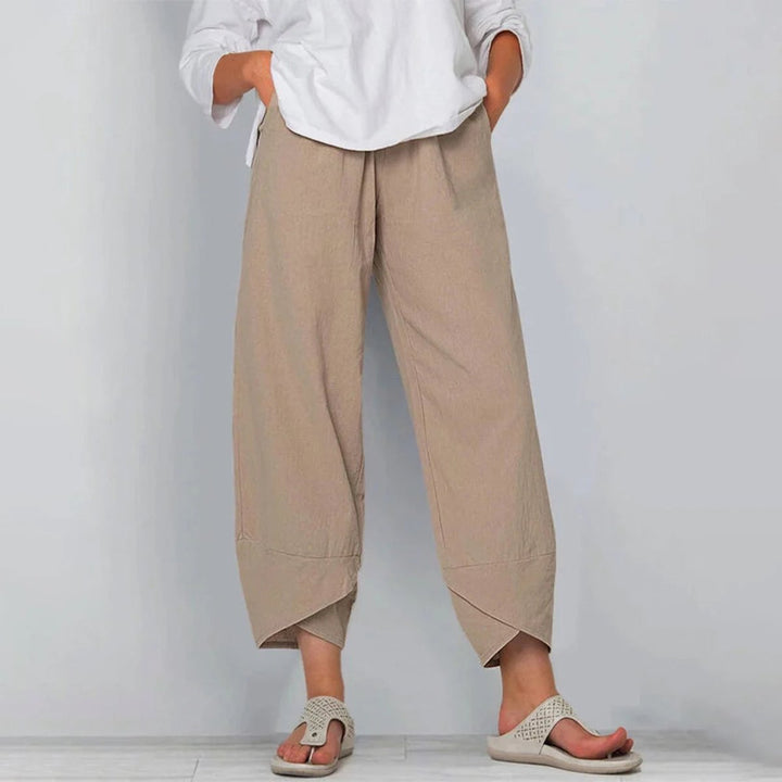 Women's Wide Leg Trousers, Palazzo Pants with Elastic Waistband and Asymmetrical Hem for Effortless Style 2