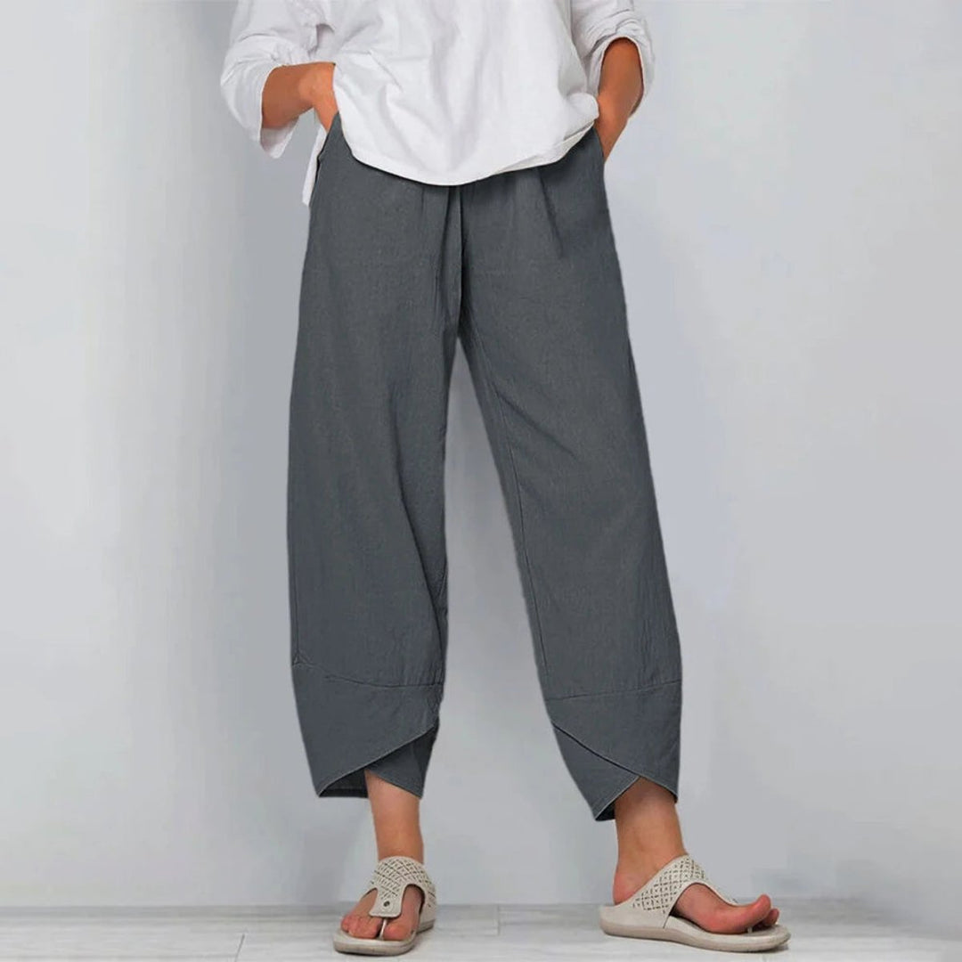 Women's Wide Leg Trousers, Palazzo Pants with Elastic Waistband and Asymmetrical Hem for Effortless Style 3