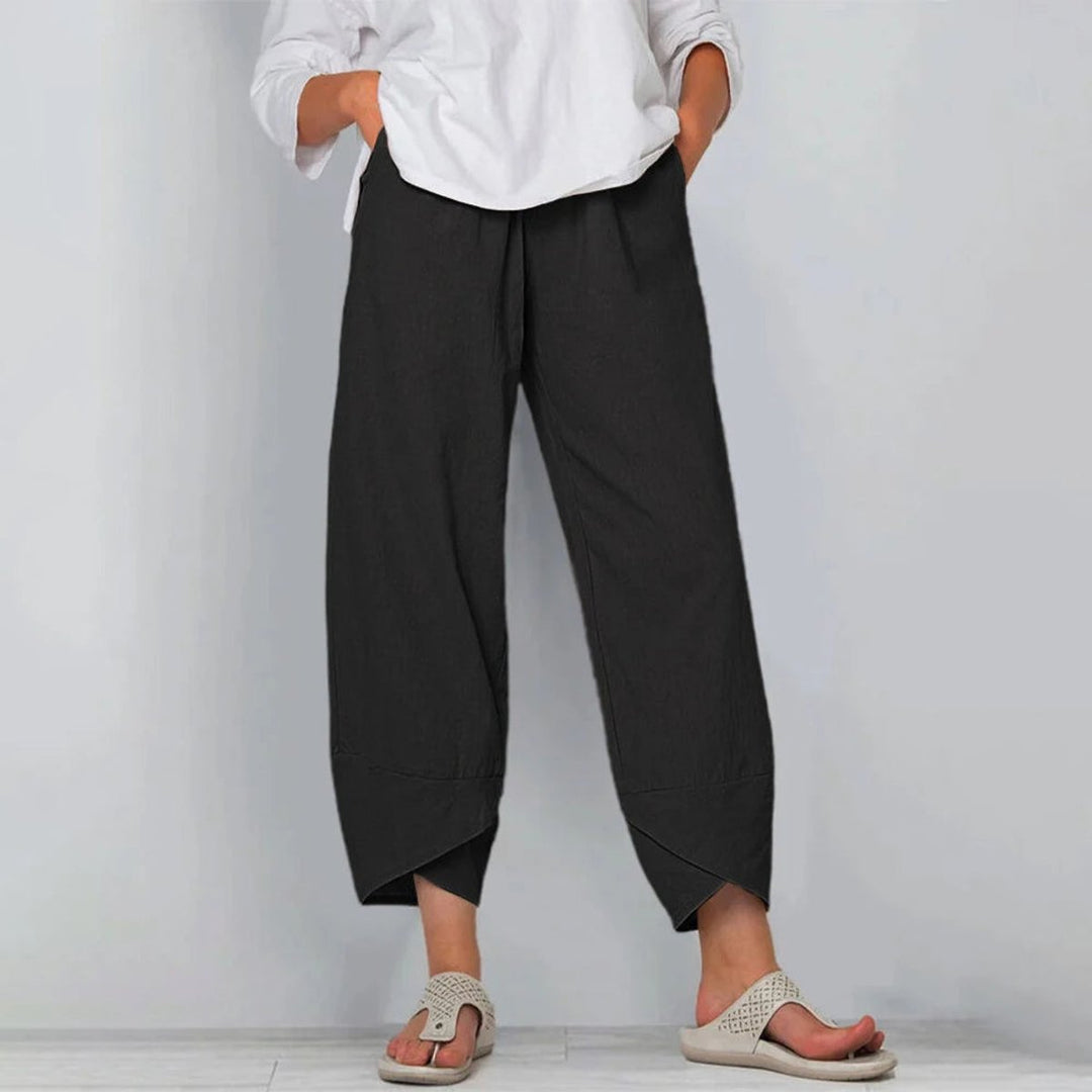 Women's Wide Leg Trousers, Palazzo Pants with Elastic Waistband and Asymmetrical Hem for Effortless Style 5