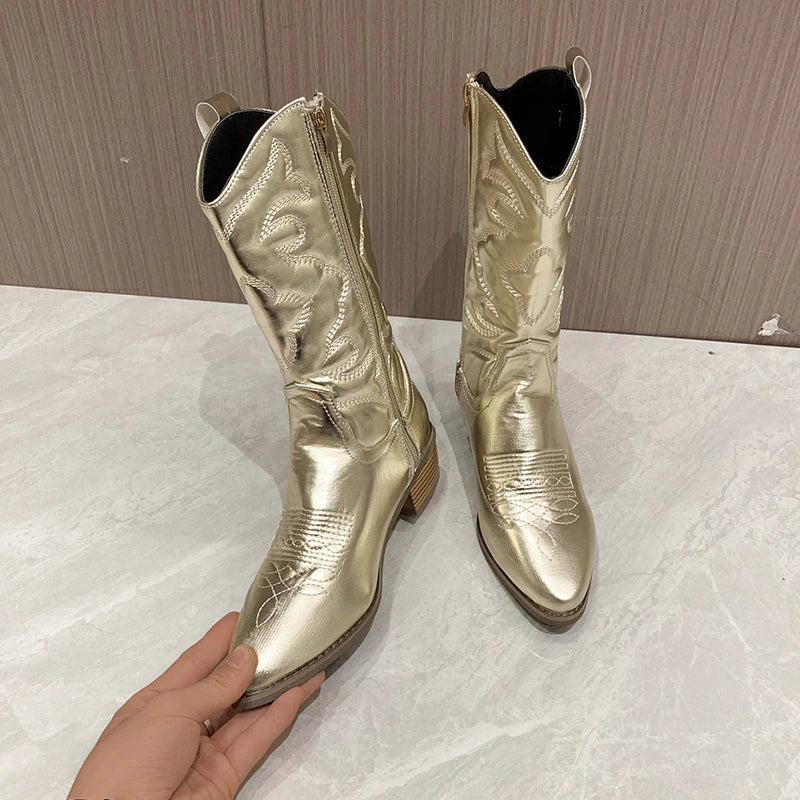 Women's Zipper Cowboy Boots | Calf Length 3