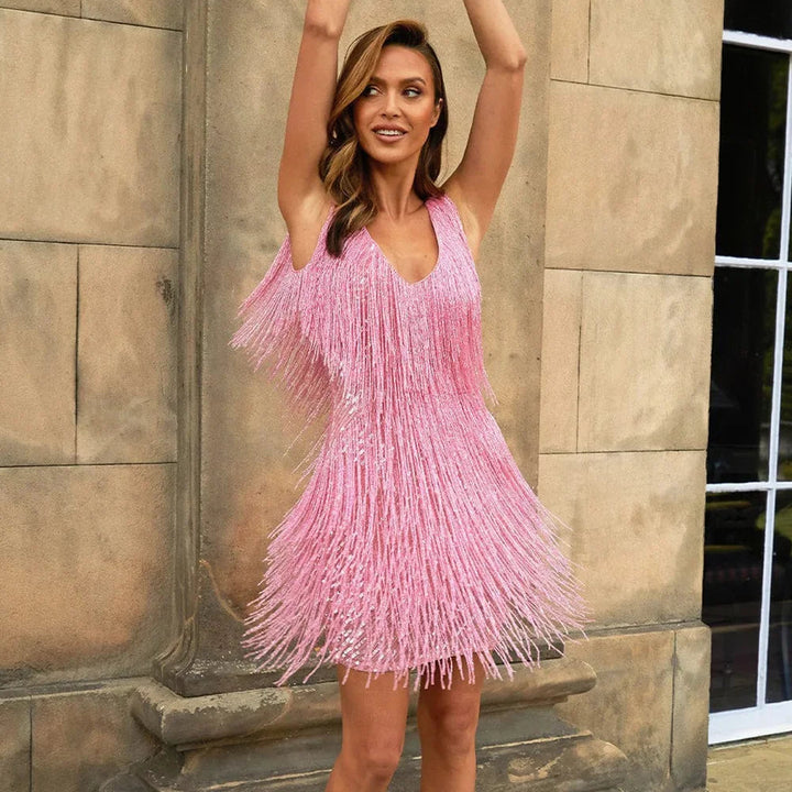 Women's cocktail dress with fringe, feathers and sequins | New Year 6