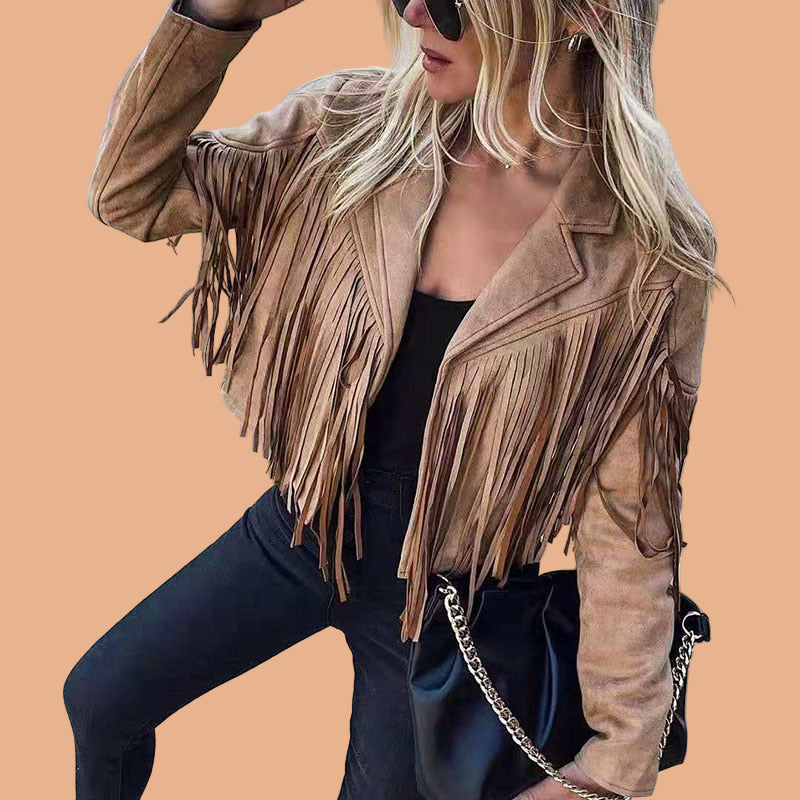 Women's jacket with fringes, boho casual style 1