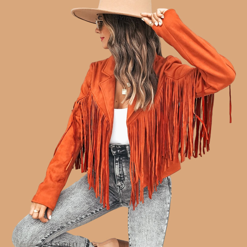 Women's jacket with fringes, boho casual style 2
