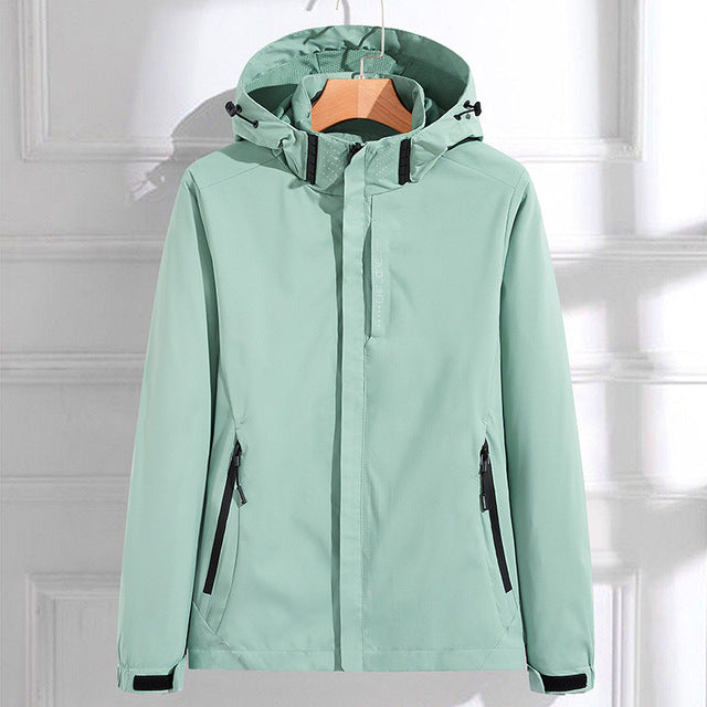 Women's long-sleeved rain jacket with hood 0