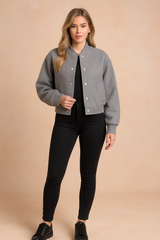 Women's short casual winter jacket with buttons 0