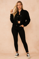 Women's short casual winter jacket with buttons 2