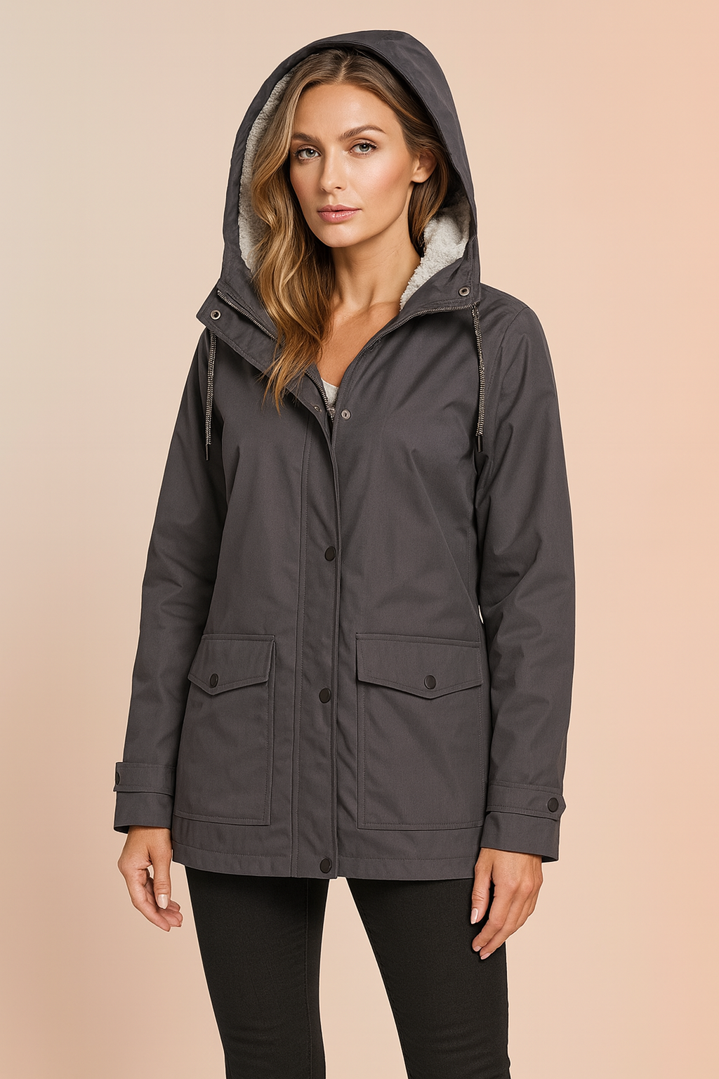 Women's winter insulated jacket with a casual hood 9