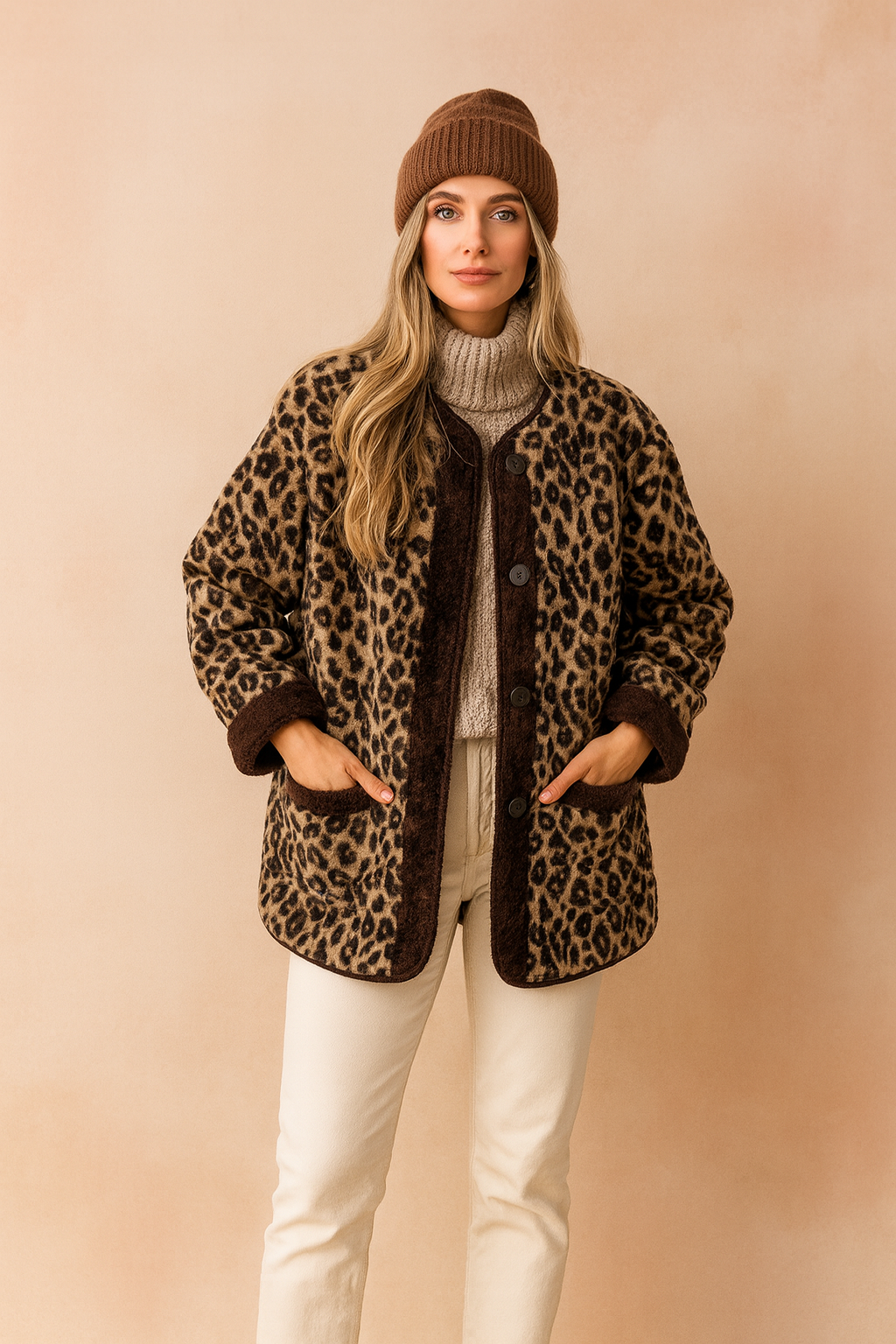 Women's winter jacket with a leopard print, fashionable for everyday wear 0