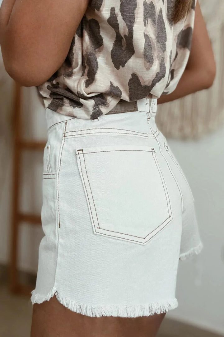 Womens Denim Shorts - High Waist Raw Hem Jean Shorts for Casual Summer Style 1