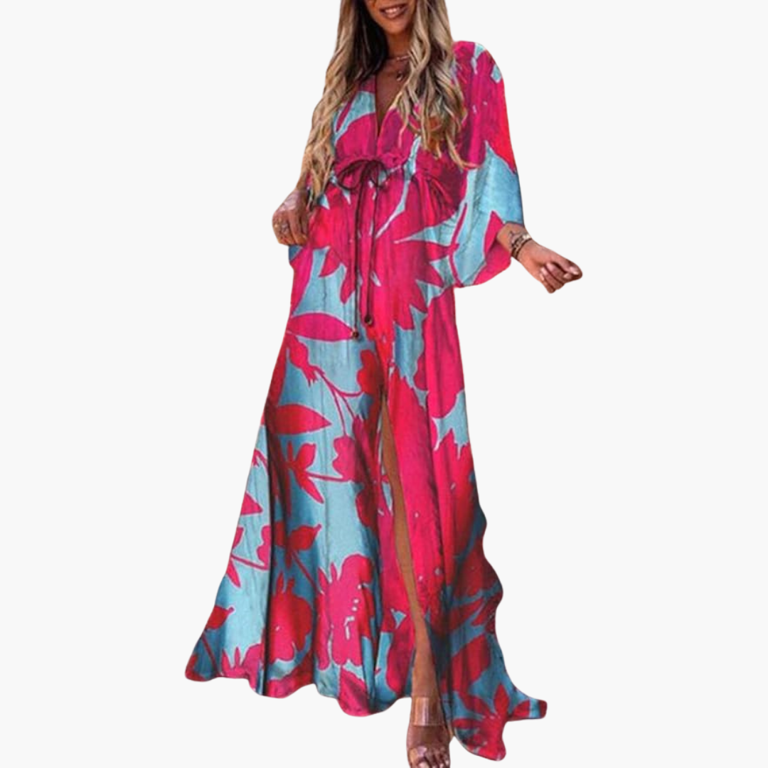 Womens Dress - Colorful Floral Print Summer Maxi Dress for Stylish Occasions 3