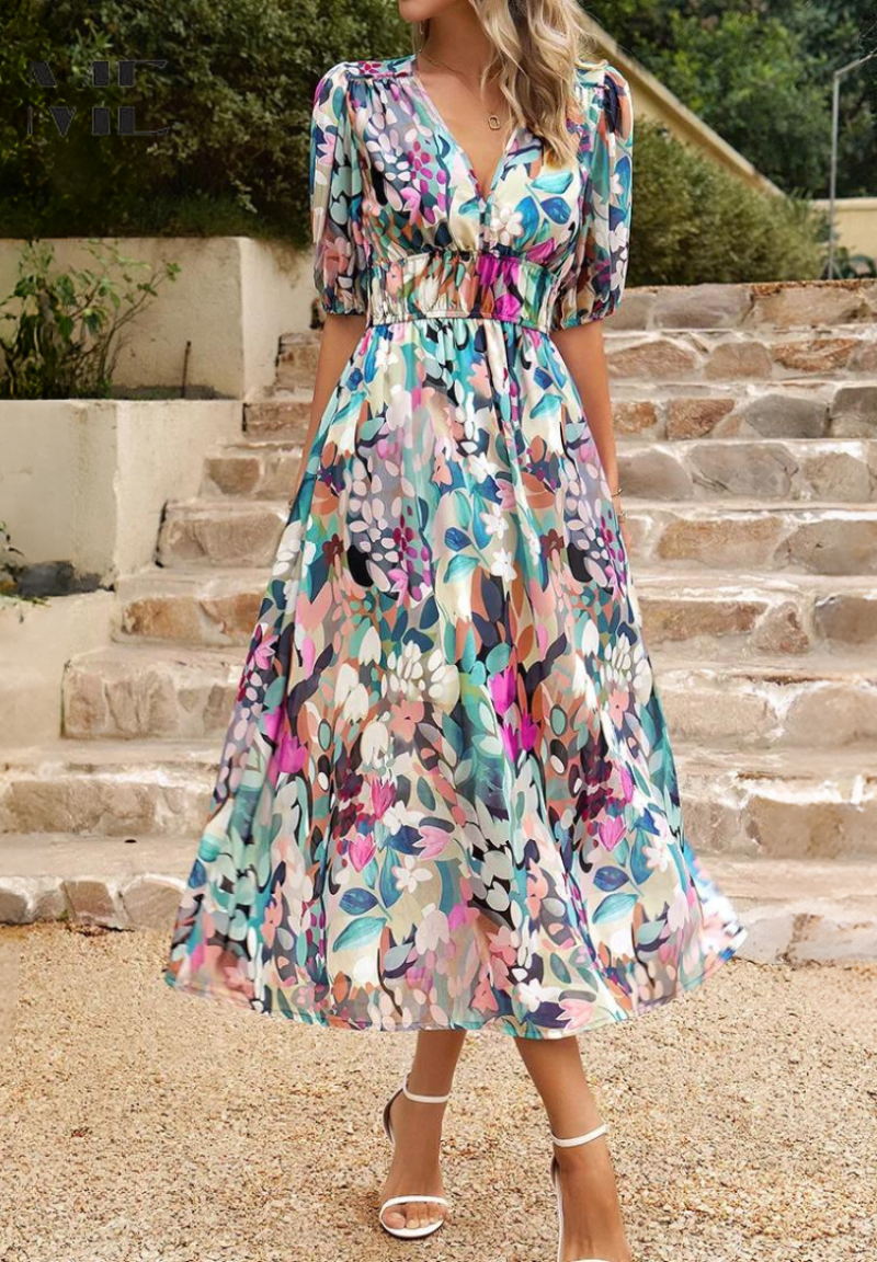 Womens Dress - Elegant Floral Maxi Summer Dress for Effortless Style and Versatile Charm 3