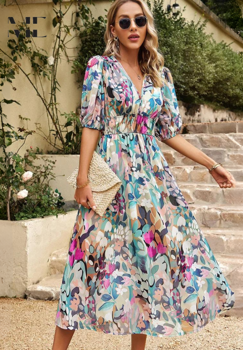 Womens Dress - Elegant Floral Maxi Summer Dress for Effortless Style and Versatile Charm 4