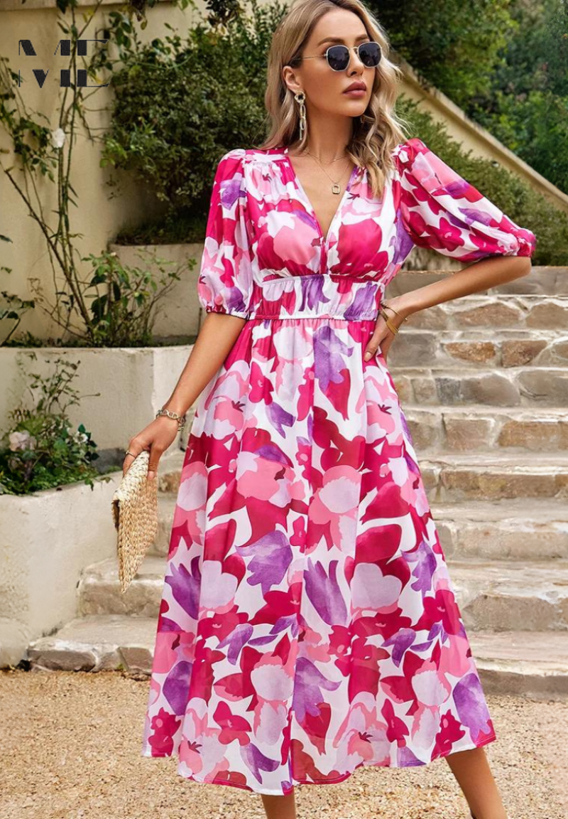Womens Dress - Elegant Floral Maxi Summer Dress for Effortless Style and Versatile Charm 9