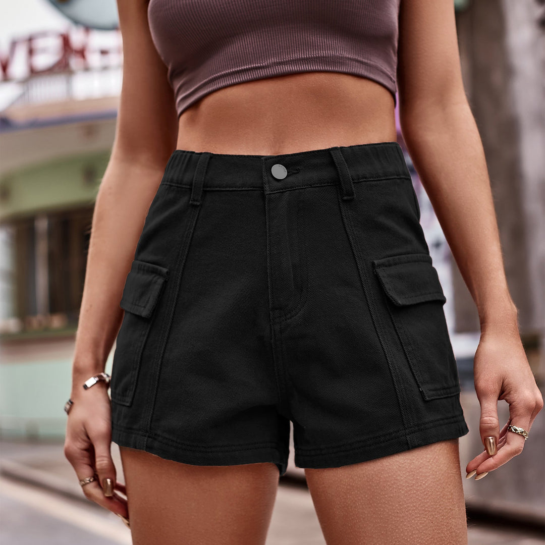 Womens High-Waist Denim Shorts - Chic Black Jean Shorts for Summer Casual Style 4