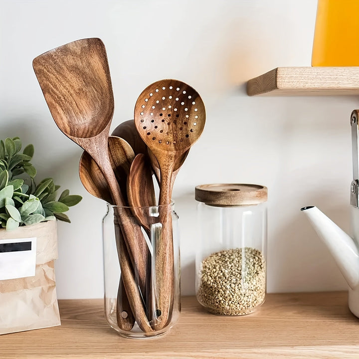 WoodCrafte | Wooden Kitchen Utensil Set for Non-Stick Pans and Everyday Cooking Use 2