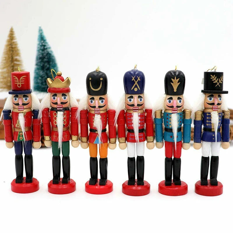 WoodSplendor | Set of 6 Mini Nutcracker Ornaments for Tree Decor 4