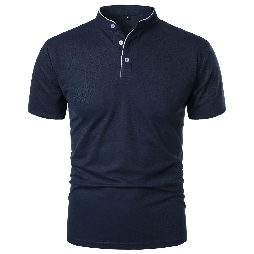 Wrinkle-Free Elegant Stand-Up Collar Polo Shirt for Men 0