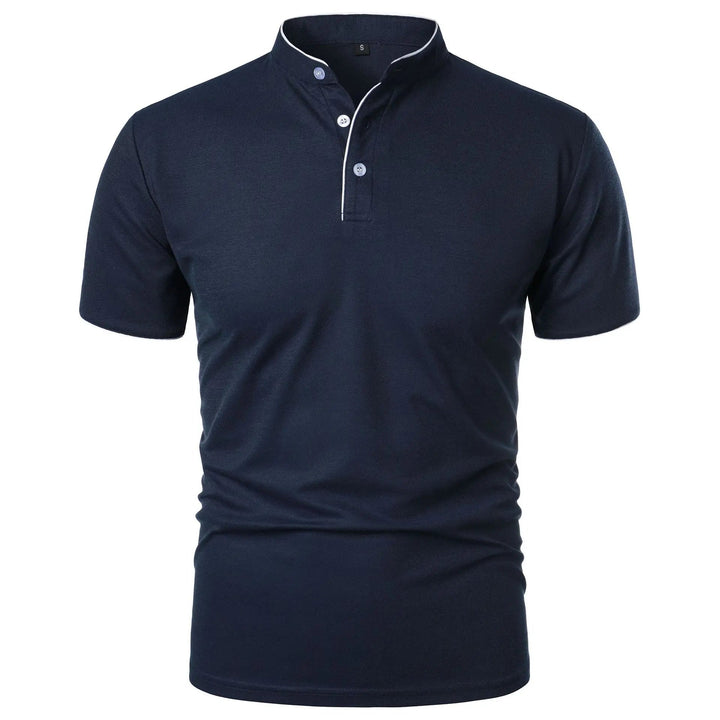 Wrinkle-Free Elegant Stand-Up Collar Polo Shirt for Men 0