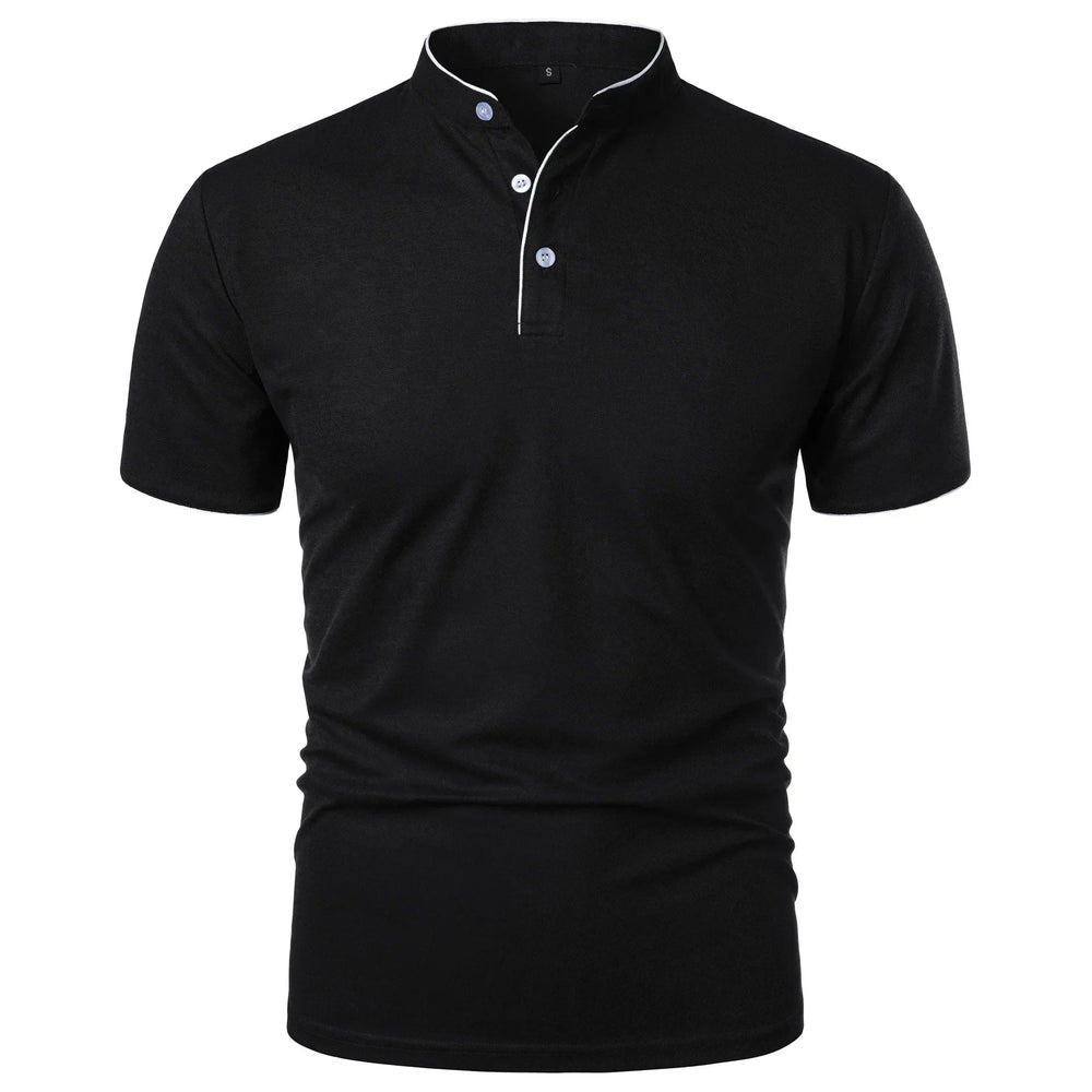 Wrinkle-Free Elegant Stand-Up Collar Polo Shirt for Men 1