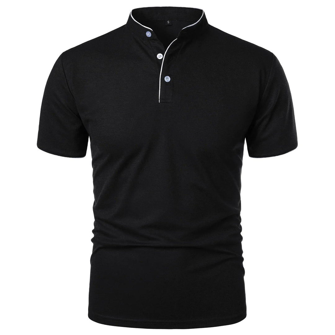 Wrinkle-Free Elegant Stand-Up Collar Polo Shirt for Men 1