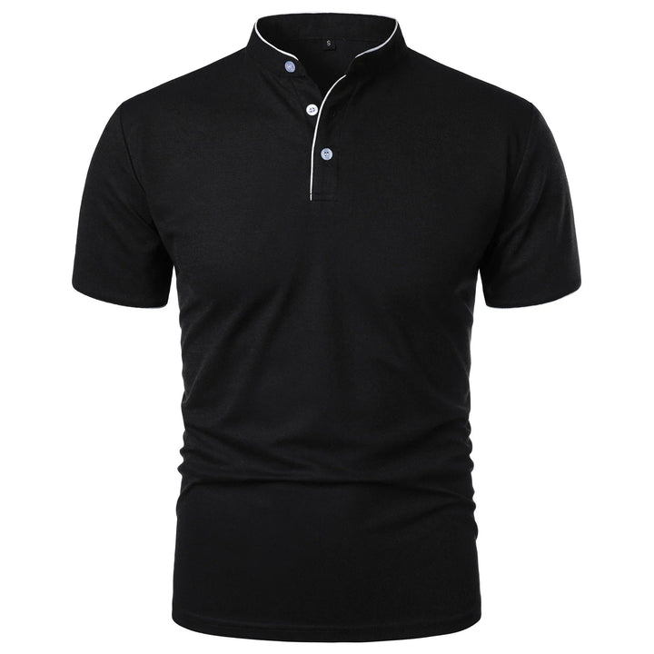 Wrinkle-Free Elegant Stand-Up Collar Polo Shirt for Men 1