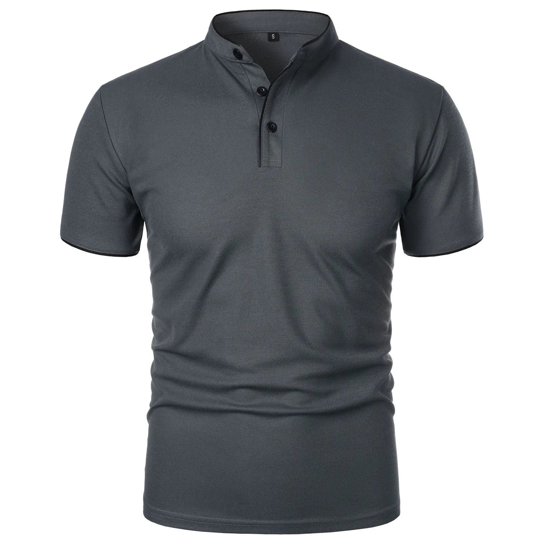 Wrinkle-Free Elegant Stand-Up Collar Polo Shirt for Men 5