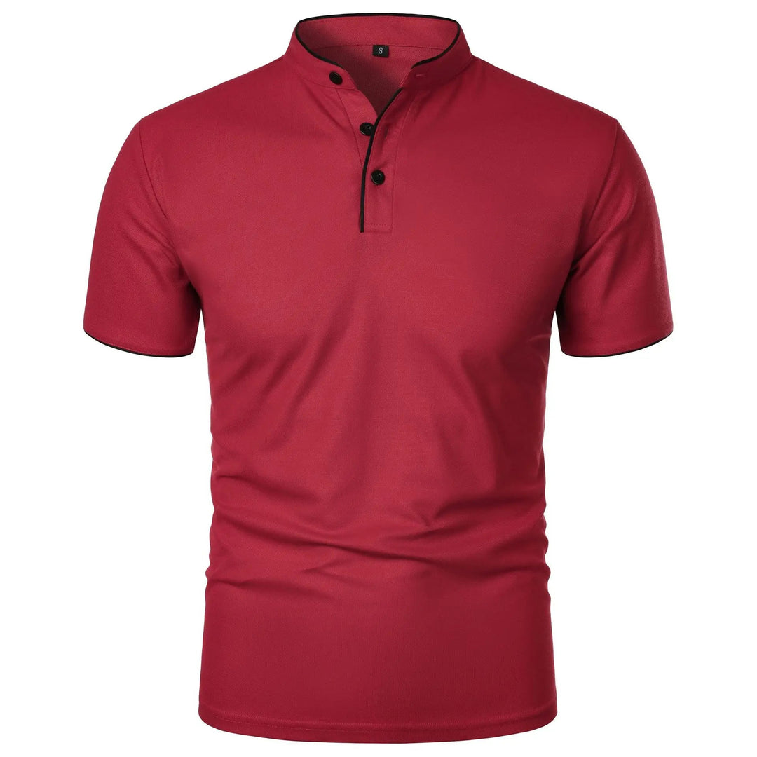 Wrinkle-Free Elegant Stand-Up Collar Polo Shirt for Men 7