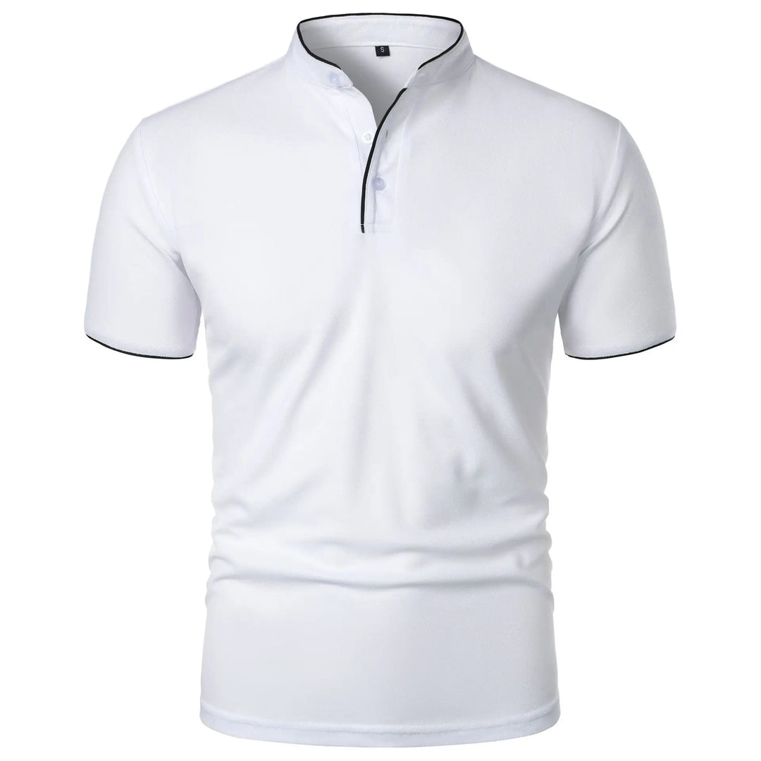 Wrinkle-Free Elegant Stand-Up Collar Polo Shirt for Men 8