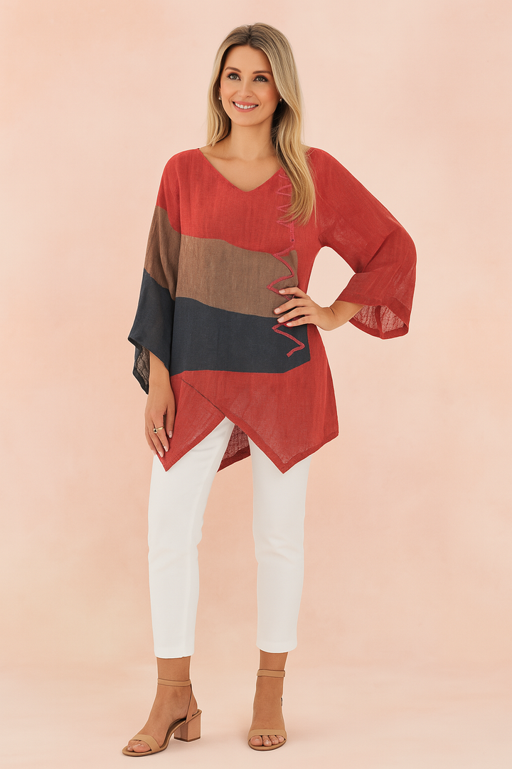 Ysabel | Asymmetric tunic with decorative side detail 0
