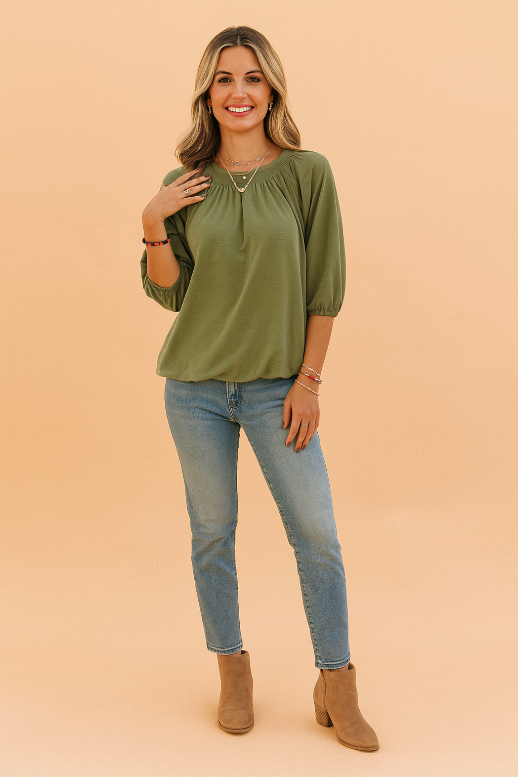 Zoe | Stylish blouse with gathered neckline 2