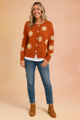 Zofia | Floral pattern cardigan with buttons 1
