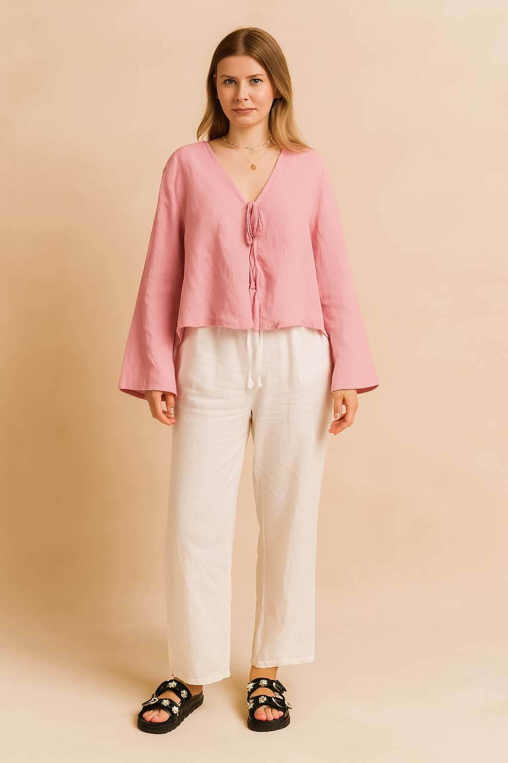 Zofia | Tie-up Blouse with Wide Sleeves 0
