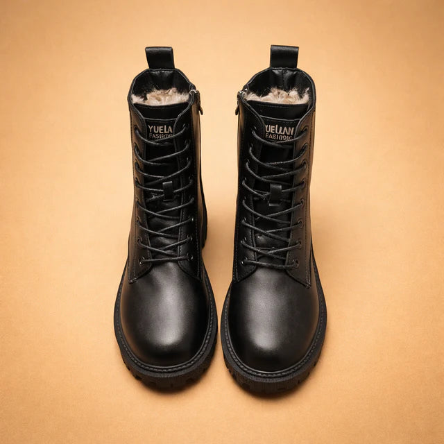 Chaussures montantes noires à lacets pour femmes | Antidérapantes