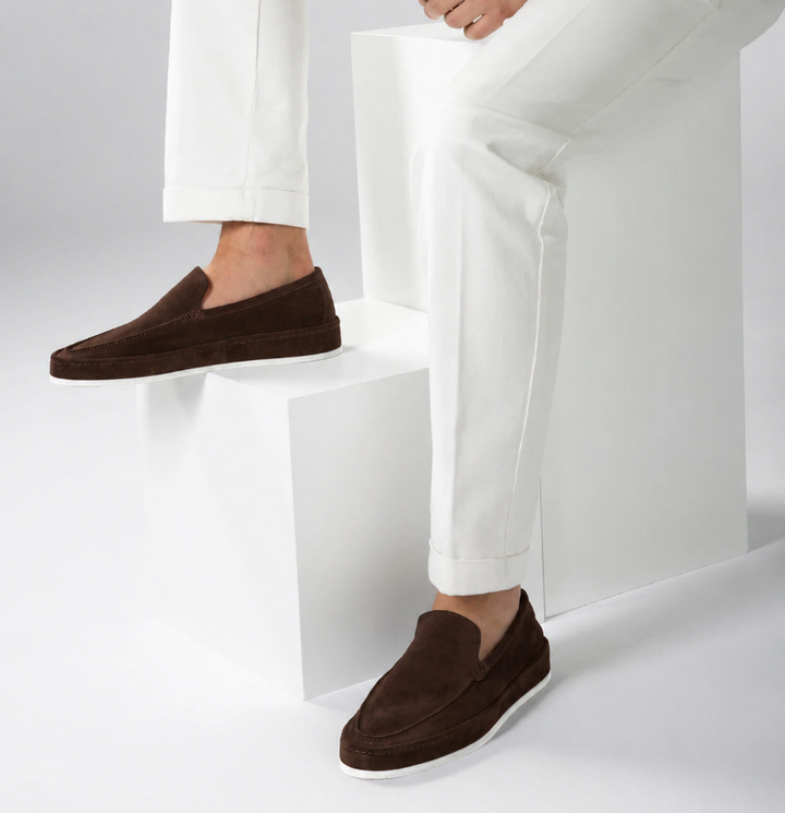 Men's Brown Loafers with Arch Support - Elegant Slip-On Shoes for Smart Casual Style
