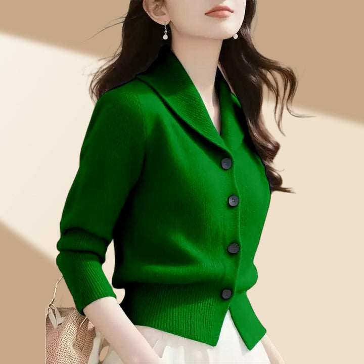 Frieda | Women's Knit Cardigan with Lapel Collar and Button Front