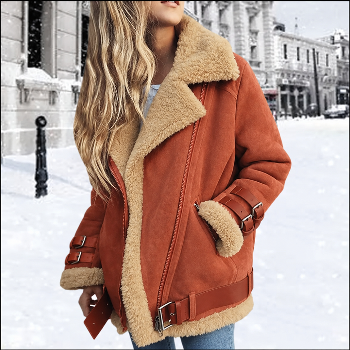 Suede Lamb Leather Belted Jacket