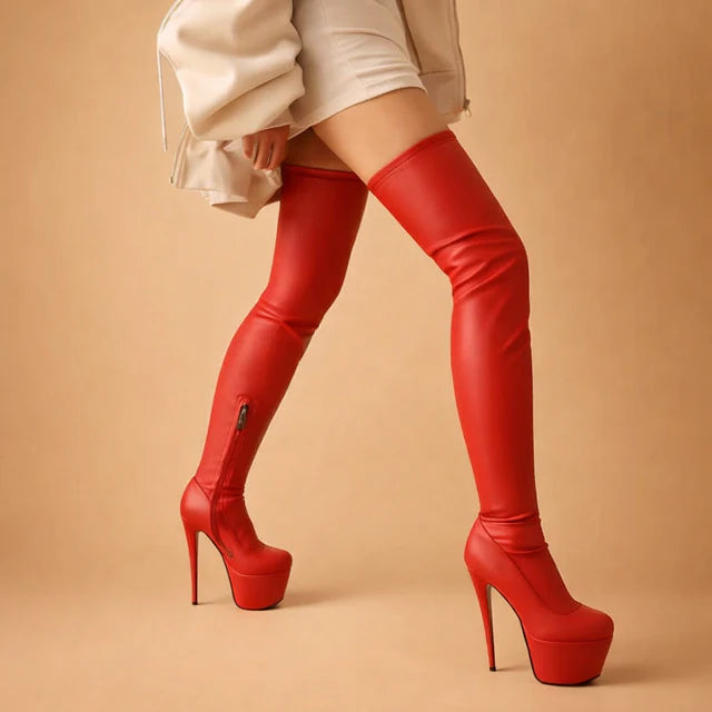 Bottes femme au-dessus du genou | Talon haut à plateforme
