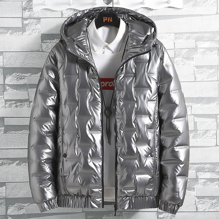 Men's Quilted Winter Jacket with Hood