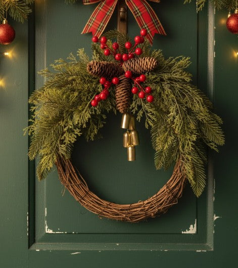 Farmhouse Christmas Wreath, Boho Wreath, Holiday Wreath