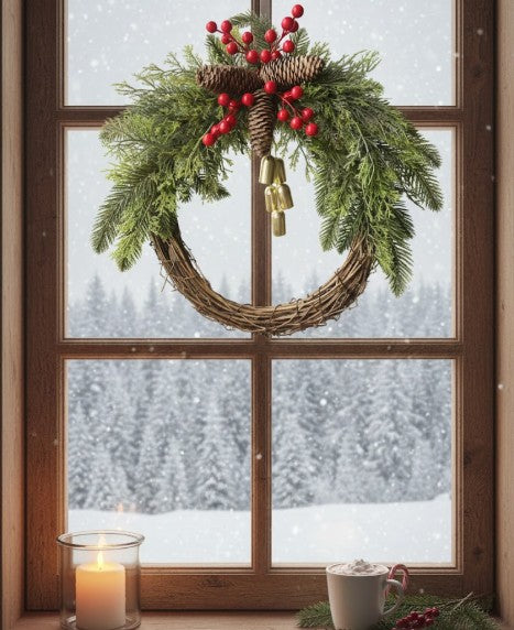 Farmhouse Christmas Wreath, Boho Wreath, Holiday Wreath