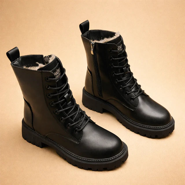 Chaussures montantes noires à lacets pour femmes | Antidérapantes