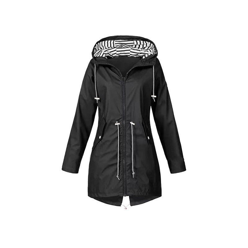 Long Waterproof Raincoat for Women with Hood